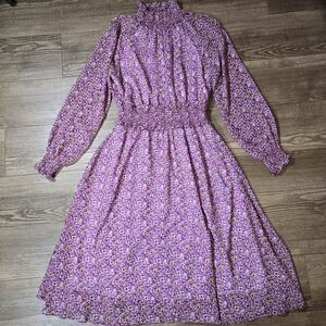 O.P.T Dress Womens M Floral Midi Mock Neck Feminine Cottagecore Boho Prairie